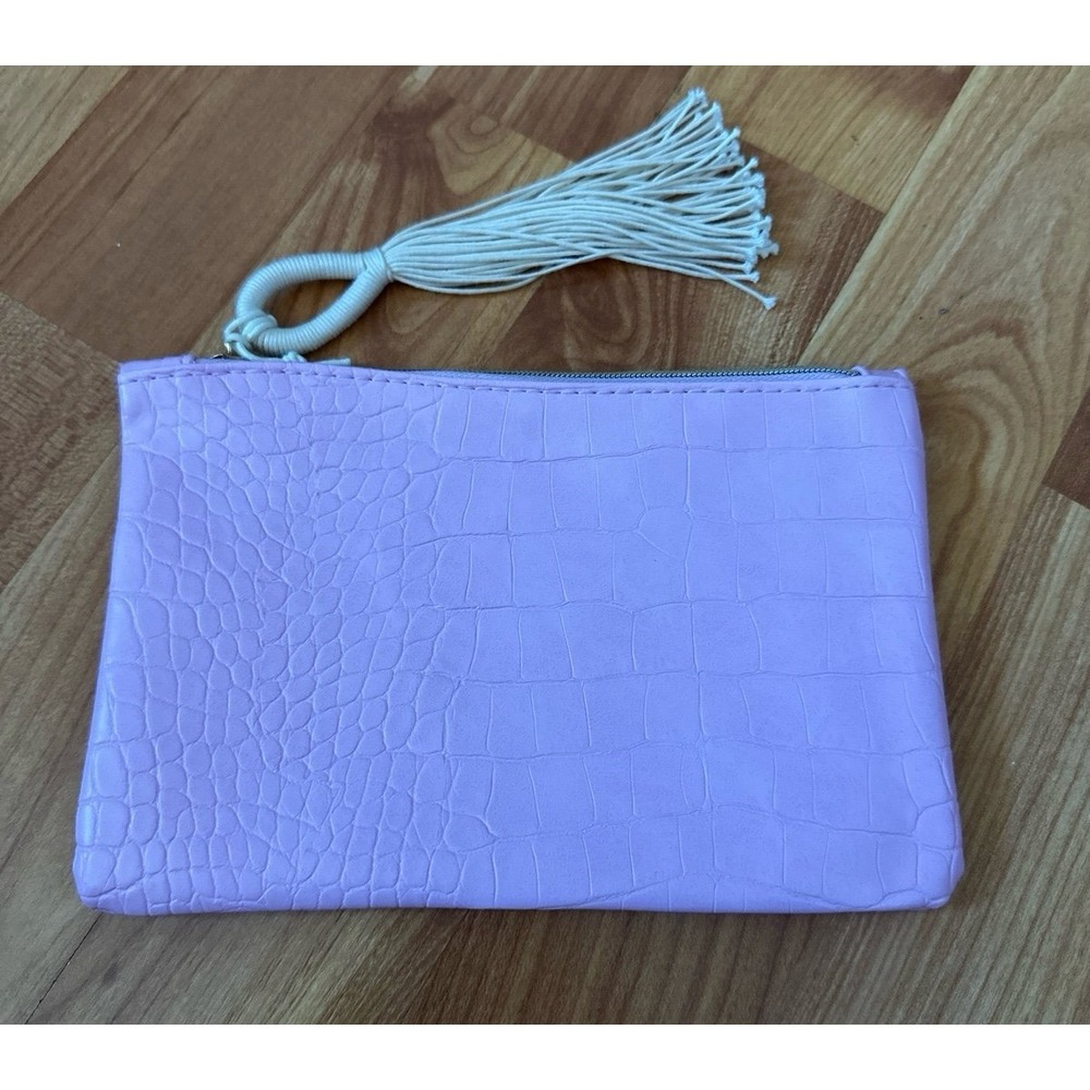 Pink faux-croc Makeup Holder Glam Bag